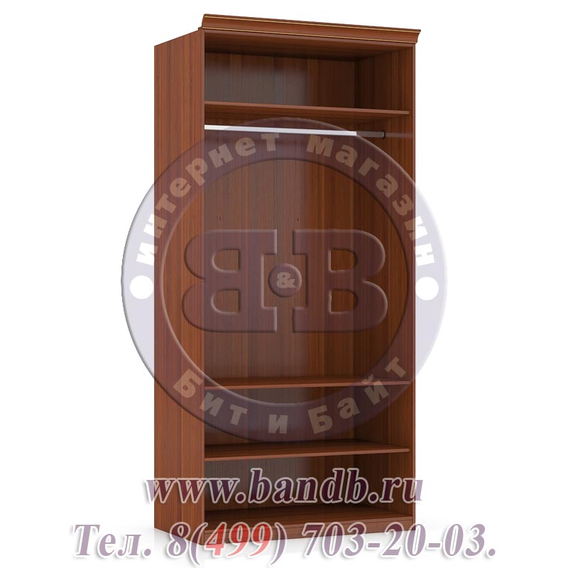 Шкаф 2-х створчатый с зеркальными дверями для спальни Александрия цвет орех Картинка № 5