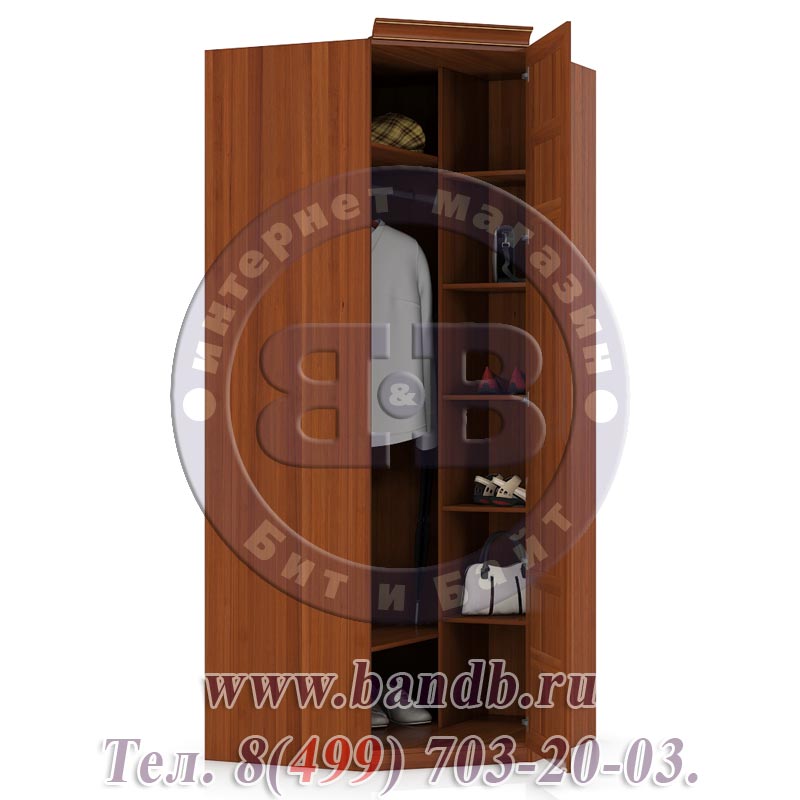 Шкаф угловой с глухой дверью для спальни Александрия цвет орех Картинка № 2