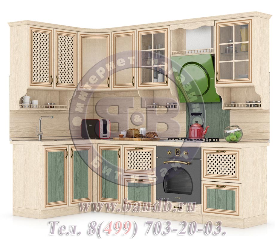 Кухня Кантри Сонома № 21 260+140 см. угловая, универсальная сборка, стеновые панели в комплекте Картинка № 3