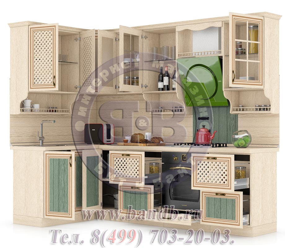 Кухня Кантри Сонома № 21 260+140 см. угловая, универсальная сборка, стеновые панели в комплекте Картинка № 4