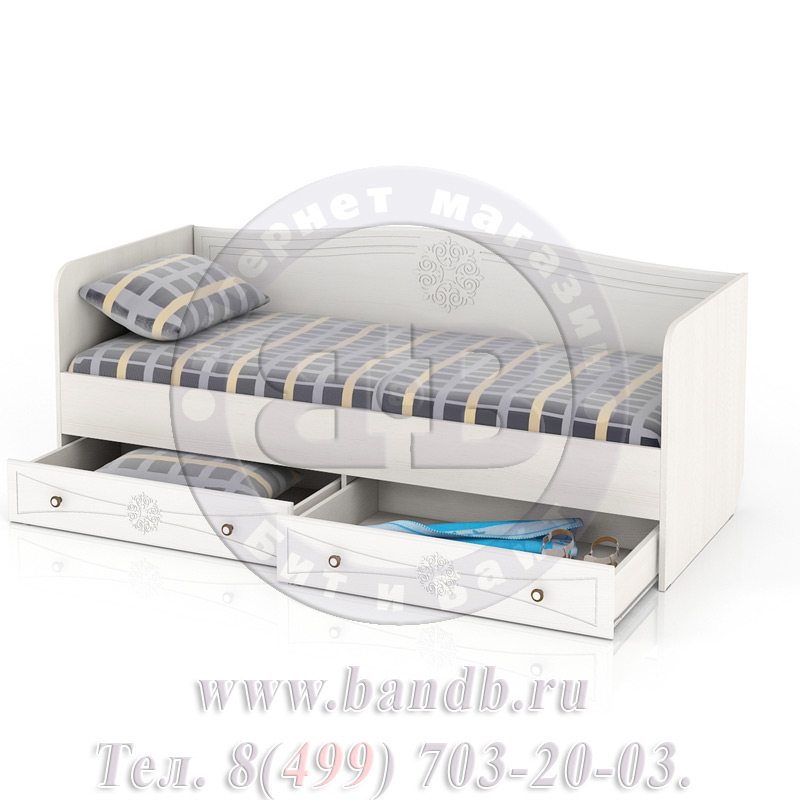 Кровать детская с ящиками Онега КР-800 цвет белый Картинка № 2