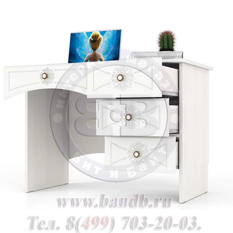 Стол письменный однотумбовый с 4 ящиками Онега МД-1-06 цвет белый Картинка № 2
