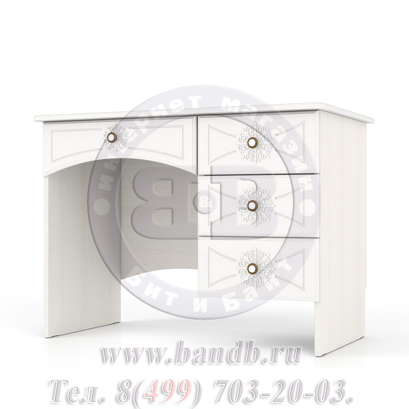 Онега белая МД-1-06 Стол письменный однотумбовый с 4 ящиками Картинка № 3