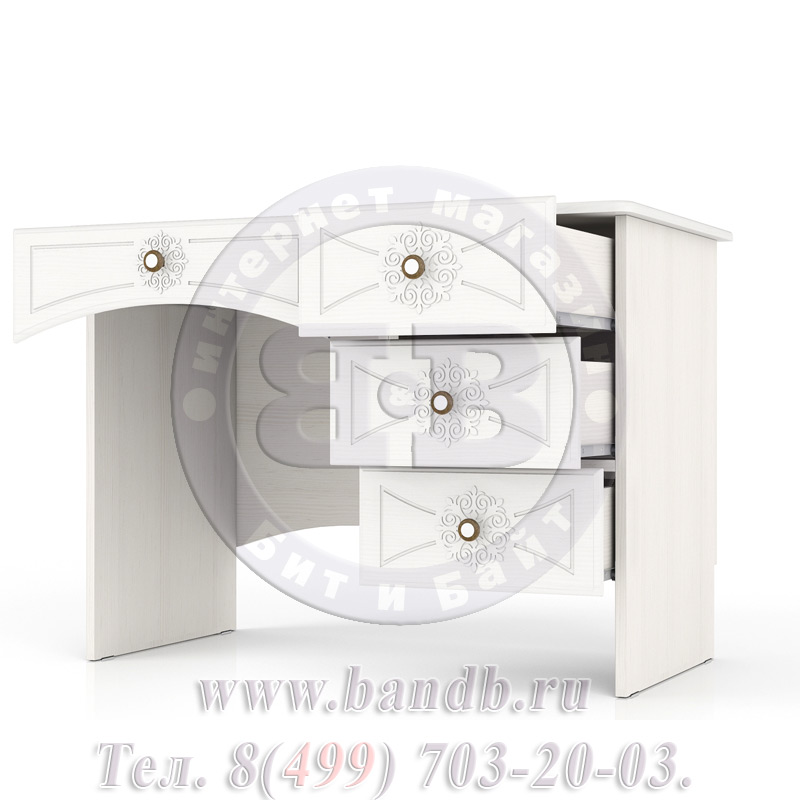 Стол письменный однотумбовый с 4 ящиками Онега МД-1-06 цвет белый Картинка № 4