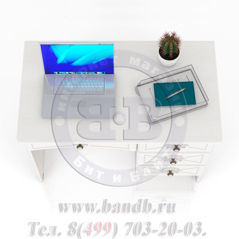 Стол письменный однотумбовый с 4 ящиками Онега МД-1-06 цвет белый Картинка № 5