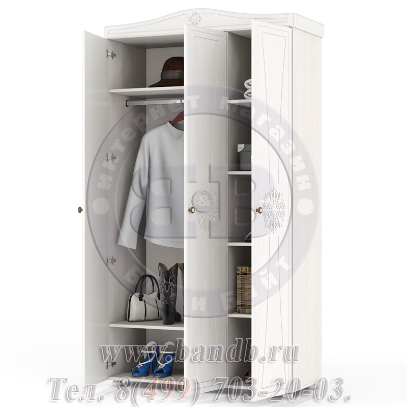 Шкаф 3-х створчатый комбинированный Онега ШК-33 цвет белый Картинка № 2