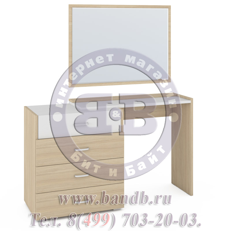 Стол туалетный с зеркалом Линда цвет дуб сонома/белый Картинка № 3
