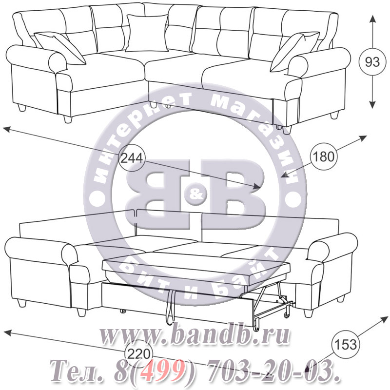 Угловой диван гармония цвета 2 Мирта правый ткань ТД 301, механизм трансформации дельфин Картинка № 2
