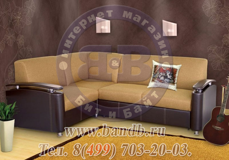 Угловой диван Оникс 4 обивка 40505, подлокотники искусственная кожа Картинка № 4