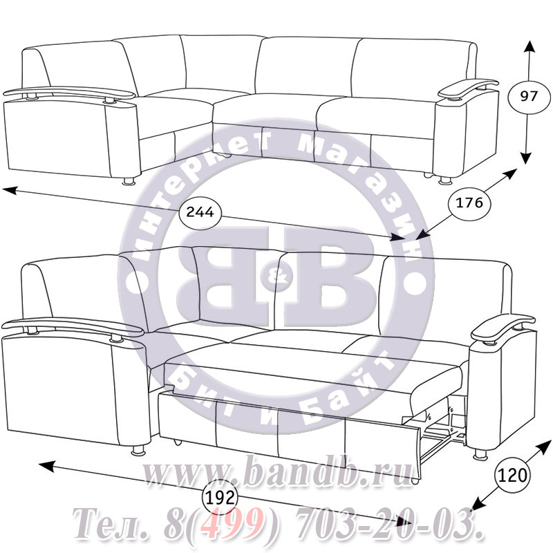 Угловой диван Оникс 4 обивка 40412-1, подлокотники искусственная кожа Картинка № 3