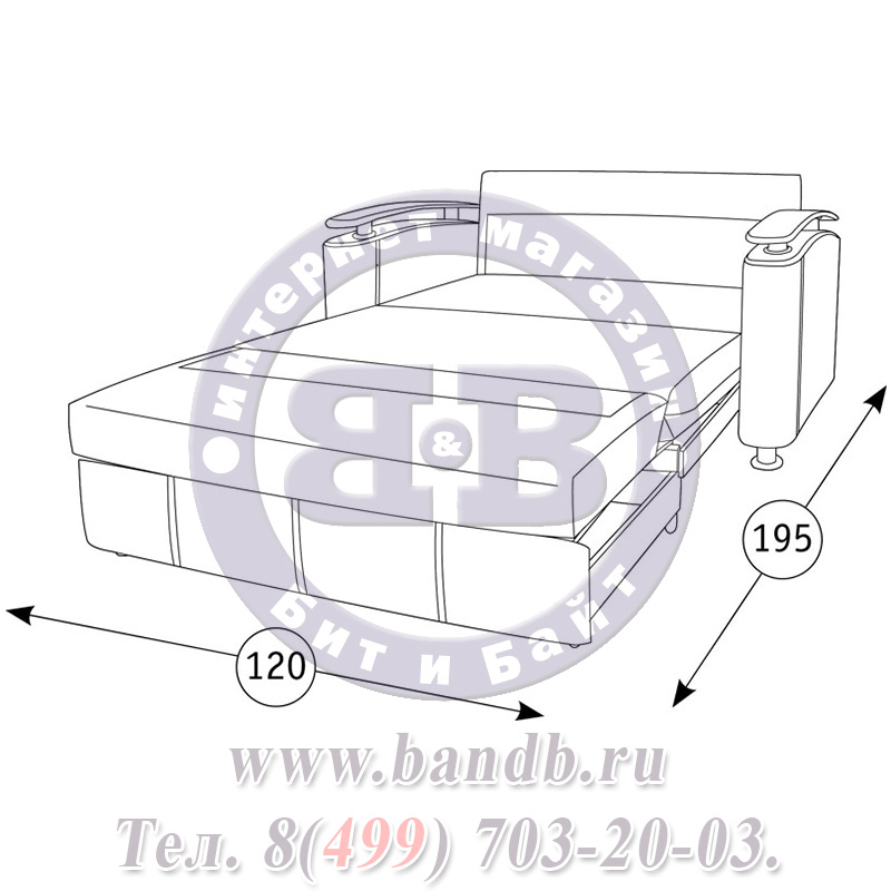 Диван-кровать Оникс 4Д 120 обивка 40507, механизм сезам, подлокотники дерево Картинка № 3