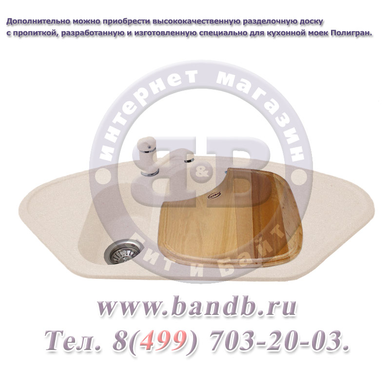 Угловая мойка для кухни из искусственного камня Polygran F 14 № 331 хлопок Картинка № 3