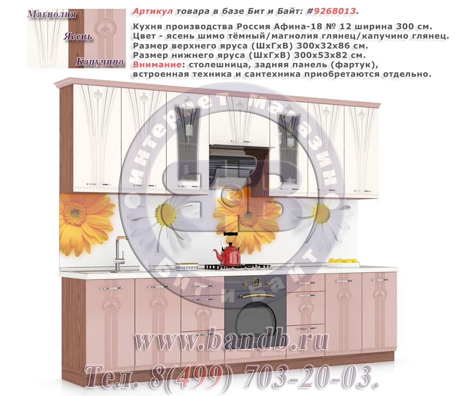 Кухня производства Россия Афина-18 № 12 ширина 300 см. Картинка № 1