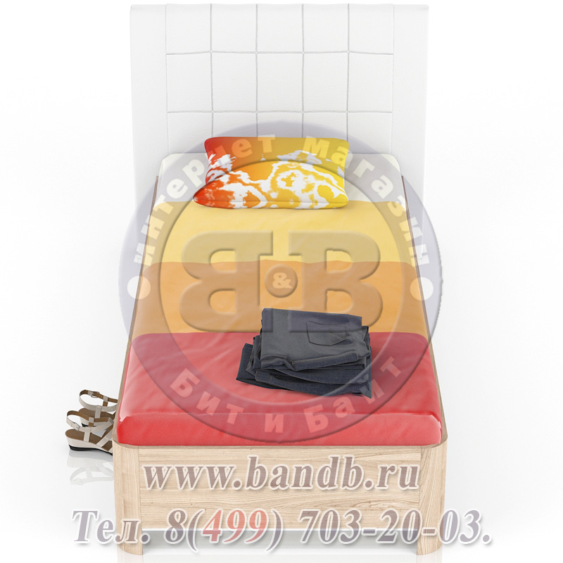 Кровать 900 односпальная мягкая спинка Марта цвет дезира эш, спальное место 900х1900 мм. Картинка № 3