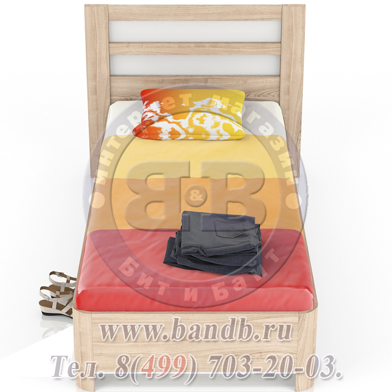 Односпальная Кровать 900 Марта цвет белый/дезира эш, спальное место 900х1900 мм. Картинка № 3