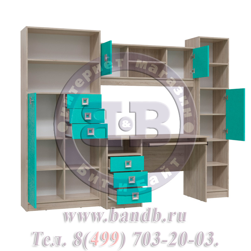 Детская стенка Сити цвет дуб сонома/аква Картинка № 8