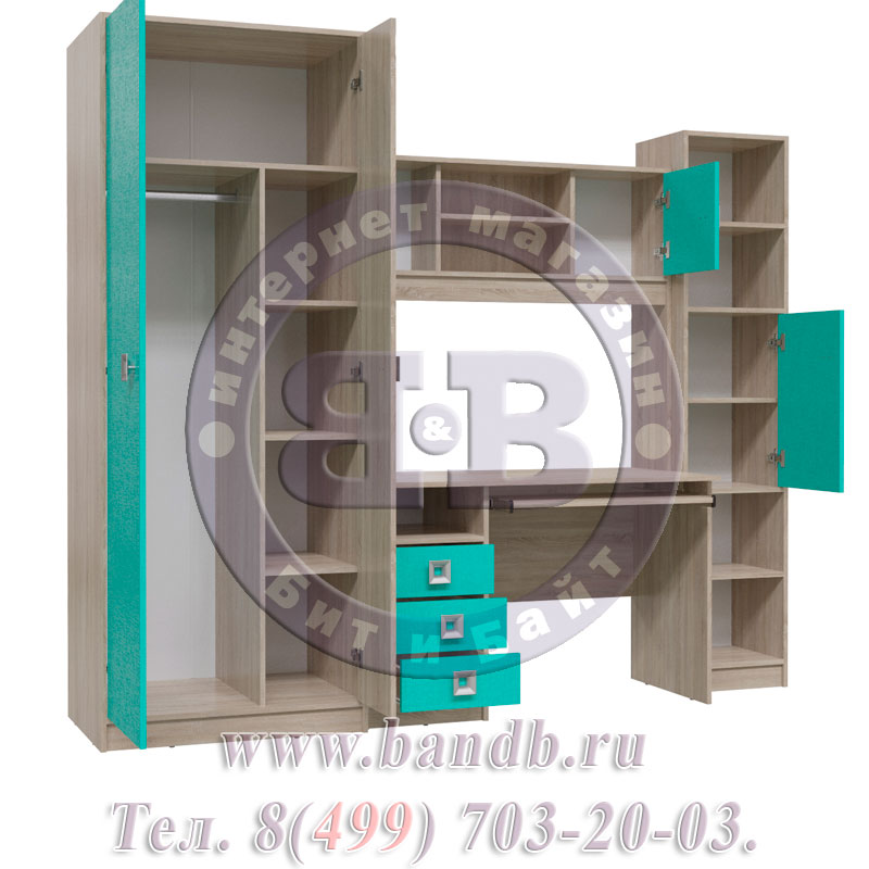 Стенка детская Сити № 3 цвет дуб сонома/аква Картинка № 8