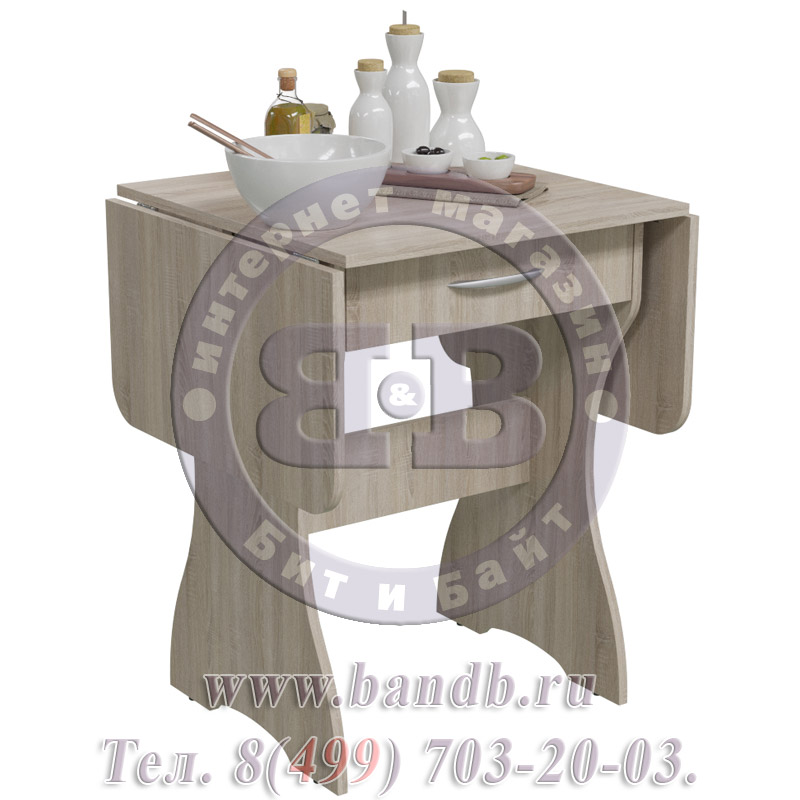 Стол раскладной с ящиком цвет дуб сонома Картинка № 5
