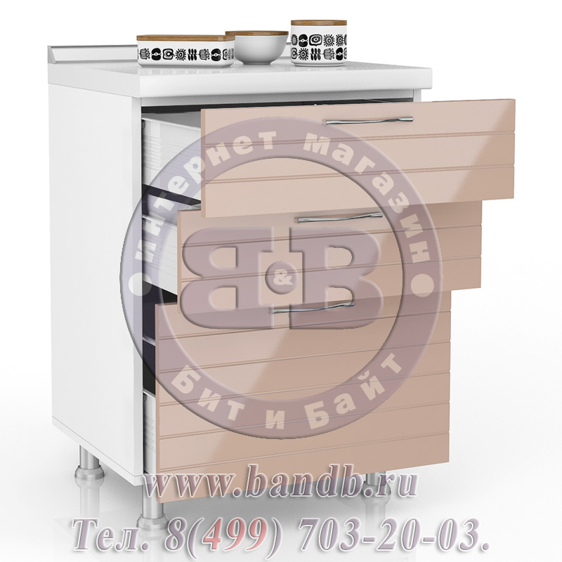 Кухня Анастасия тип 3 Капучино 730М.810М Стол с 3-мя ящиками 60 см. Картинка № 2 Кухня Анастасия тип 3 Капучино 730М.810М Стол с 3-мя ящиками 60 см. Картинка № 2