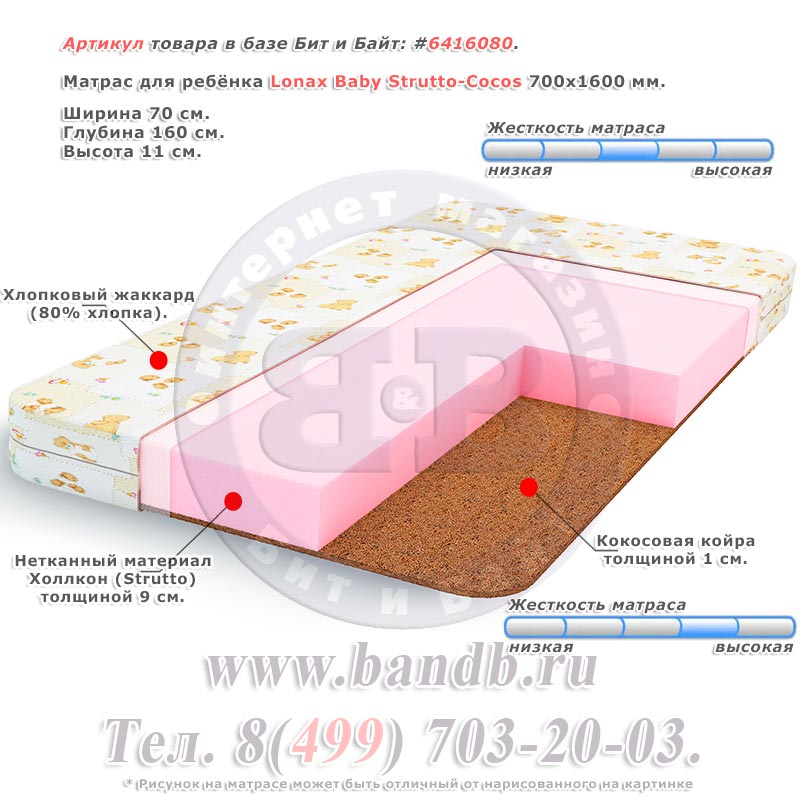 Матрас для ребёнка Lonax Baby Strutto-Cocos 700х1600 мм. Картинка № 1 Матрас для ребёнка Lonax Baby Strutto-Cocos 700х1600 мм. Картинка № 1