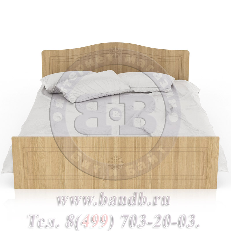 Двуспальная кровать Онега КР-1600 цвет лён/ясень шимо светлый спальное место 1600х2000 мм. Картинка № 3