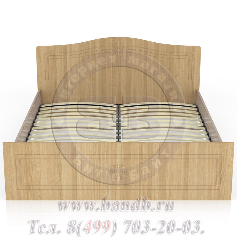 Двуспальная кровать Онега КР-1600 цвет лён/ясень шимо светлый спальное место 1600х2000 мм. Картинка № 4