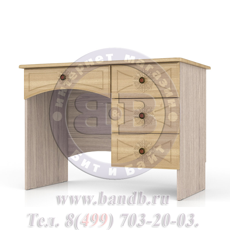Стол письменный однотумбовый с 4 ящиками Онега МД-1-06 цвет лён/ясень шимо светлый Картинка № 3