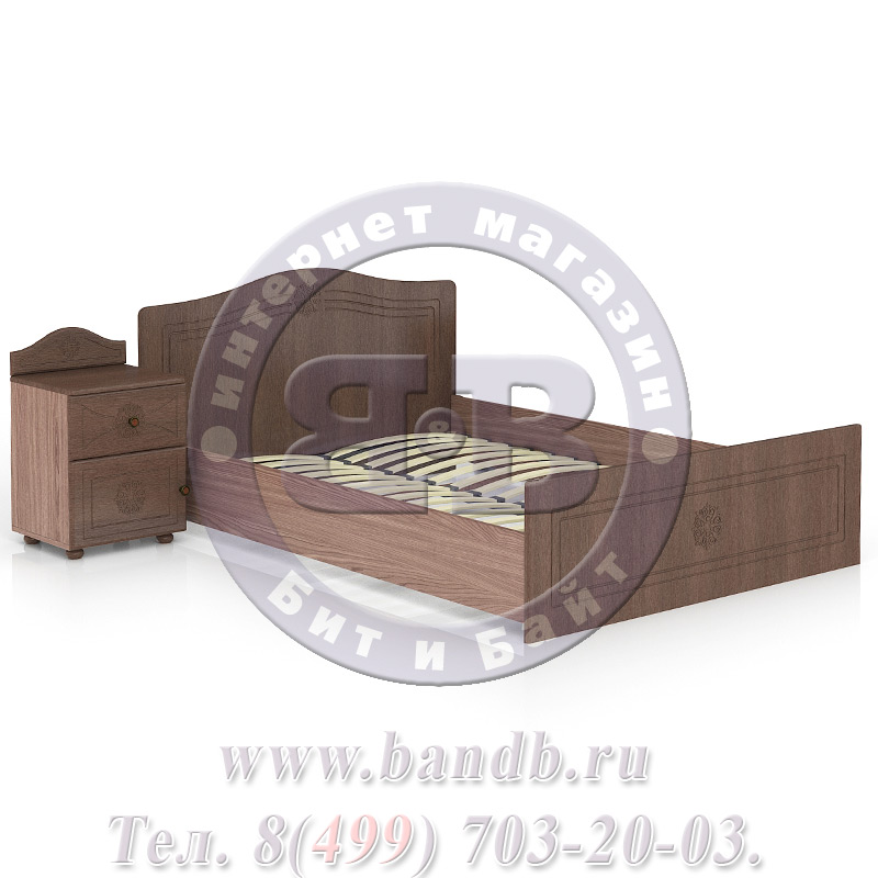 Спальня Онега мокко Кровать с тумбой Картинка № 3