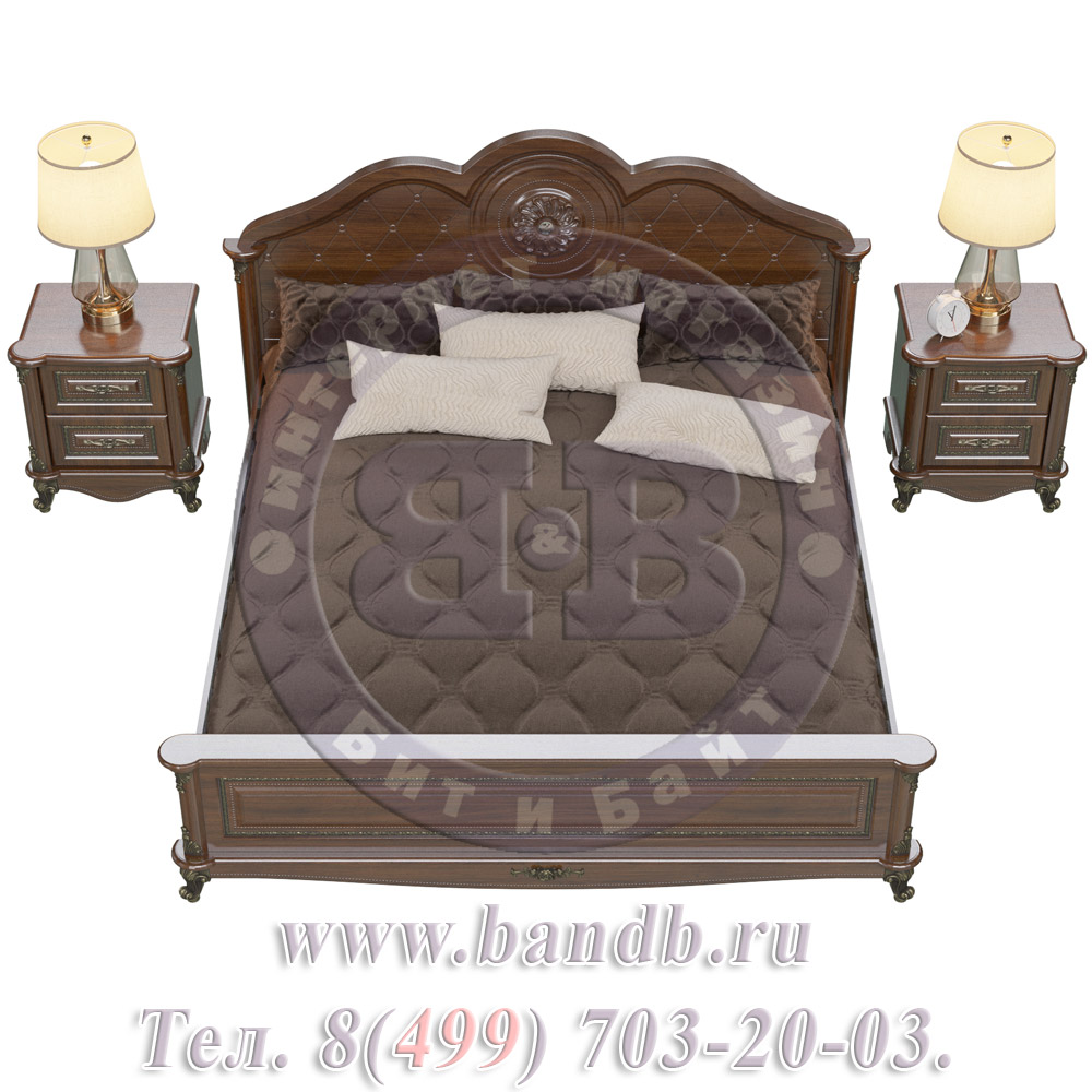 Спальня Да Винчи орех Кровать 1800 с двумя прикроватными тумбочками Картинка № 5