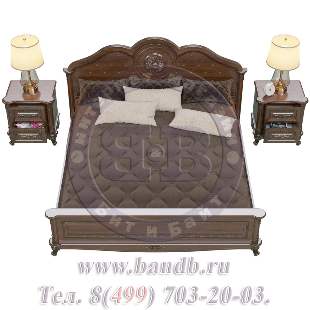 Спальня Да Винчи орех Кровать 1800 с двумя прикроватными тумбочками Картинка № 6