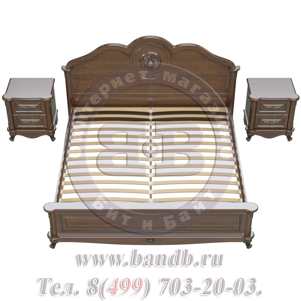 Спальня Да Винчи орех Кровать 1800 с двумя прикроватными тумбочками Картинка № 7