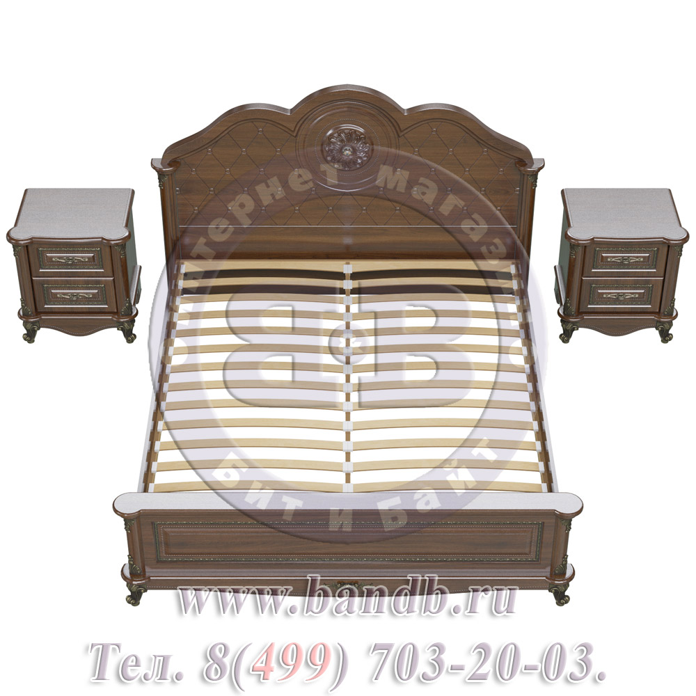 Кровать Да Винчи 1600 с двумя прикроватными тумбочками цвет орех спальное место 1600х2000 мм. Картинка № 7