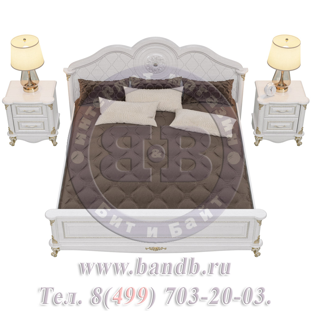 Кровать Да Винчи 1800 с двумя прикроватными тумбочками цвет патина белый спальное место 1800х2000 мм. Картинка № 5