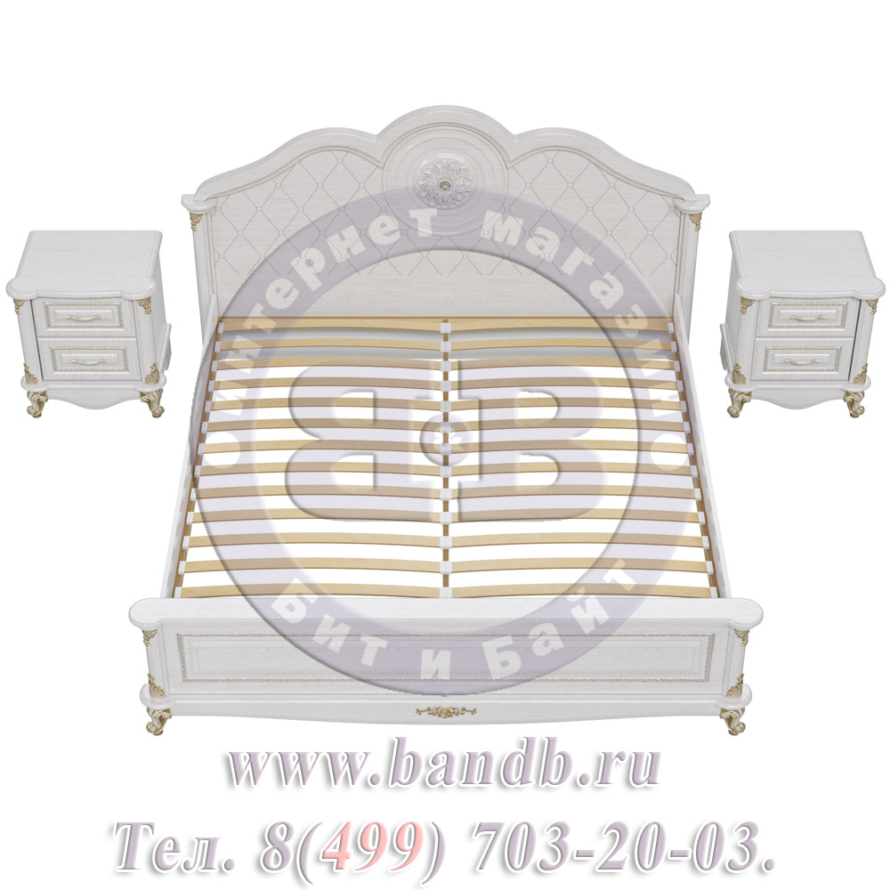 Кровать Да Винчи 1800 с двумя прикроватными тумбочками цвет патина белый спальное место 1800х2000 мм. Картинка № 7