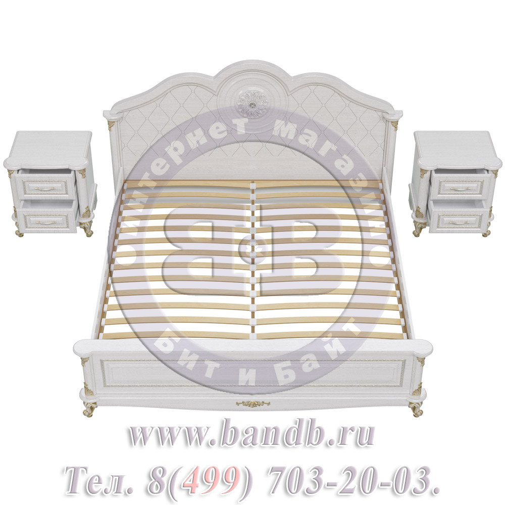 Кровать Да Винчи 1800 с двумя прикроватными тумбочками цвет патина белый спальное место 1800х2000 мм. Картинка № 8
