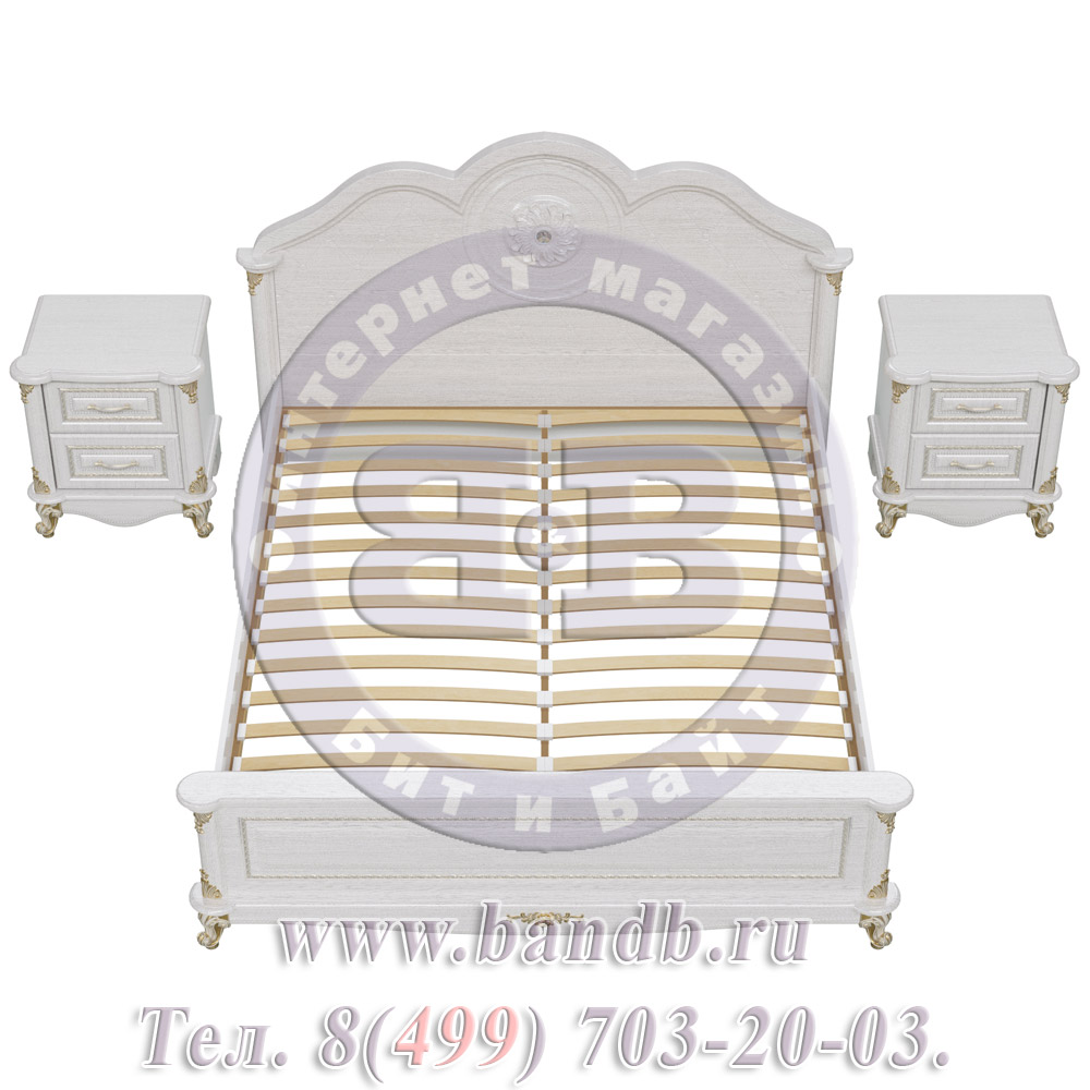 Кровать Да Винчи 1600 с двумя прикроватными тумбочками цвет патина белый спальное место 1600х2000 мм. Картинка № 7