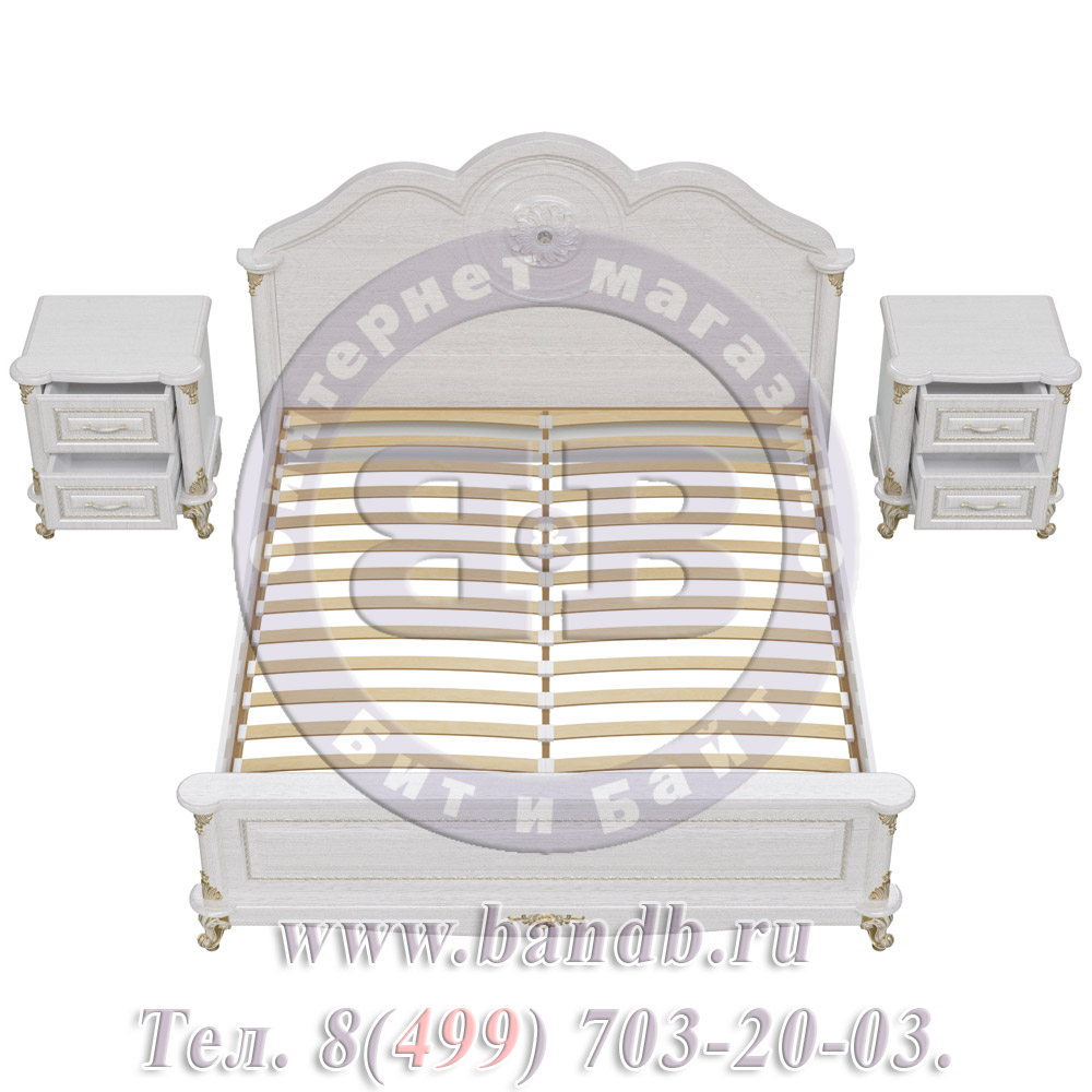 Спальня Да Винчи белая Кровать 1600 с двумя прикроватными тумбочками Картинка № 8