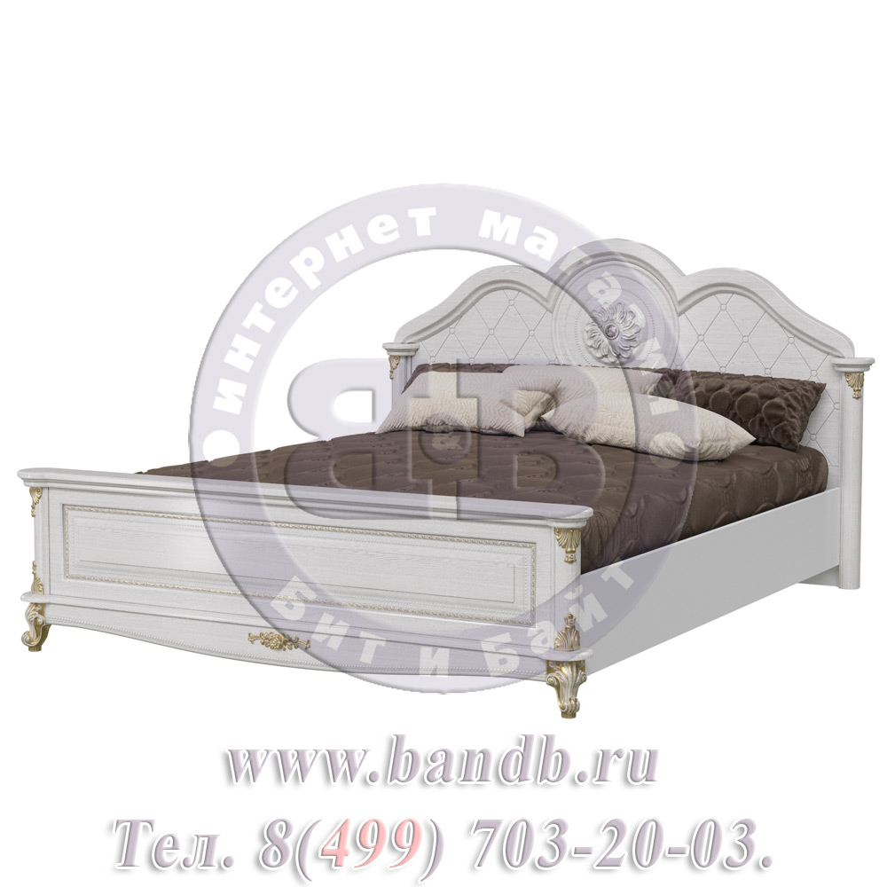 Спальня Да Винчи белая Кровать 1600 с двумя прикроватными тумбочками Картинка № 10