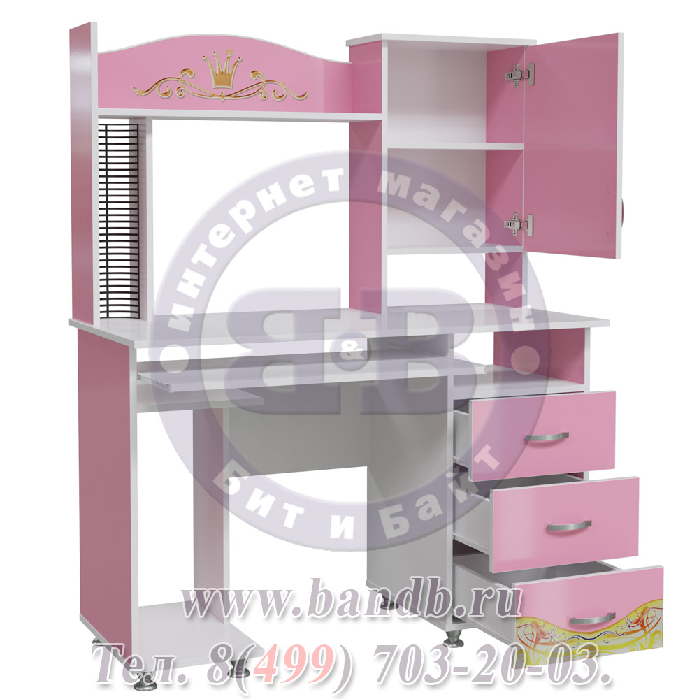 Компьютерный стол Принцесса цвет розовый/белый Картинка № 4