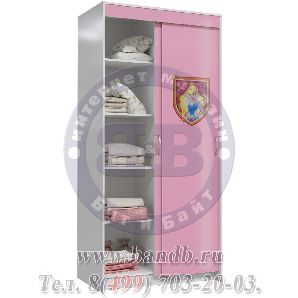 Шкаф-купе Принцесса розовый/белый распродажа детской мебели Принцесса Картинка № 2