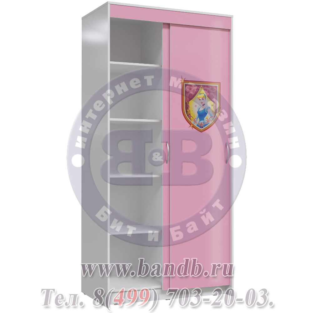 Шкаф-купе Принцесса розовый/белый распродажа детской мебели Принцесса Картинка № 4