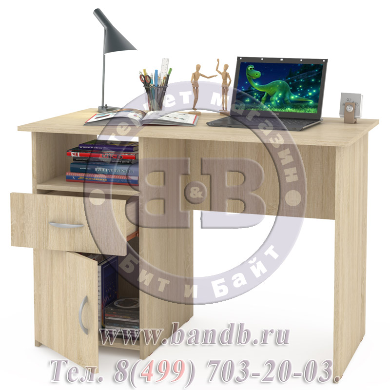 Стол письменный тумба с ящиком и дверкой Комфорт 11 СК, цвет дуб сонома Картинка № 2