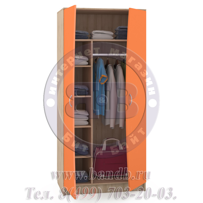 Шкаф платяной Ника 401М цвет бук песочный/оранжевый Картинка № 2