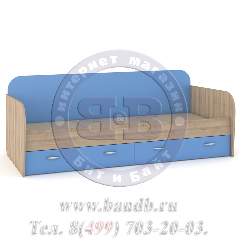 Кровать с ящиками Ника цвет бук песочный/капри синий Картинка № 3