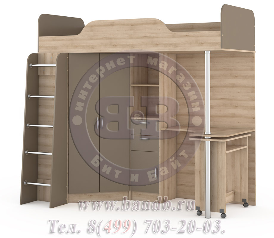 Кровать-чердак со столом Ника 427Т цвет бук песочный/латте Картинка № 3