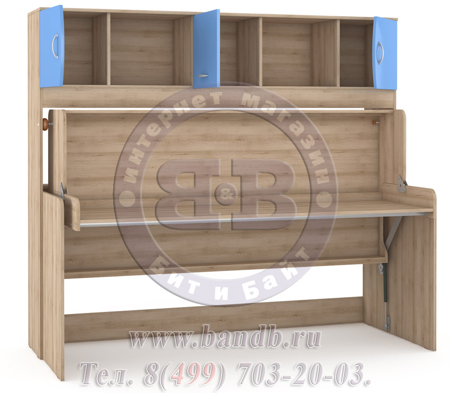 Детская кровать-стол Ника 428Т цвет бук песочный/капри синий Картинка № 6