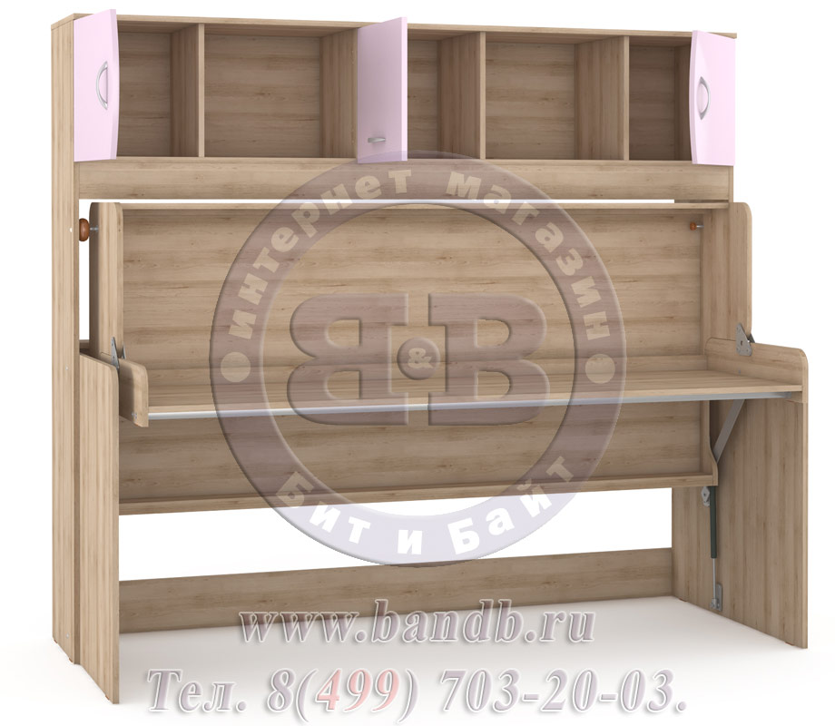 Детская кровать-стол Ника 428Т цвет бук песочный/лаванда Картинка № 6