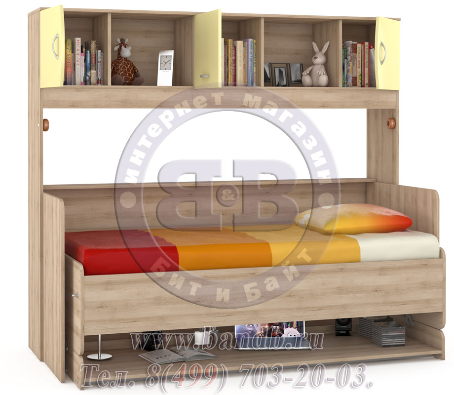 Мебель для детской - трансформер стол-кровать Ника 428Т цвет бук песочный/лимонный сорбет Картинка № 2