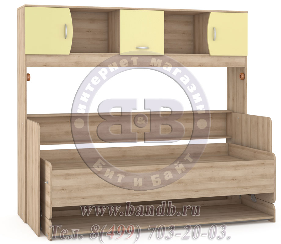 Мебель для детской - трансформер стол-кровать Ника 428Т цвет бук песочный/лимонный сорбет Картинка № 4