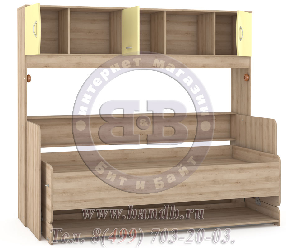 Мебель для детской - трансформер стол-кровать Ника 428Т цвет бук песочный/лимонный сорбет Картинка № 5
